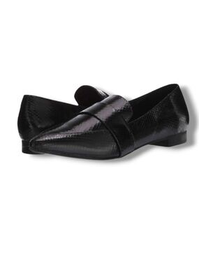 Report Women's Dalila Loafers Black Exotic Leather Classic Preppy shoes